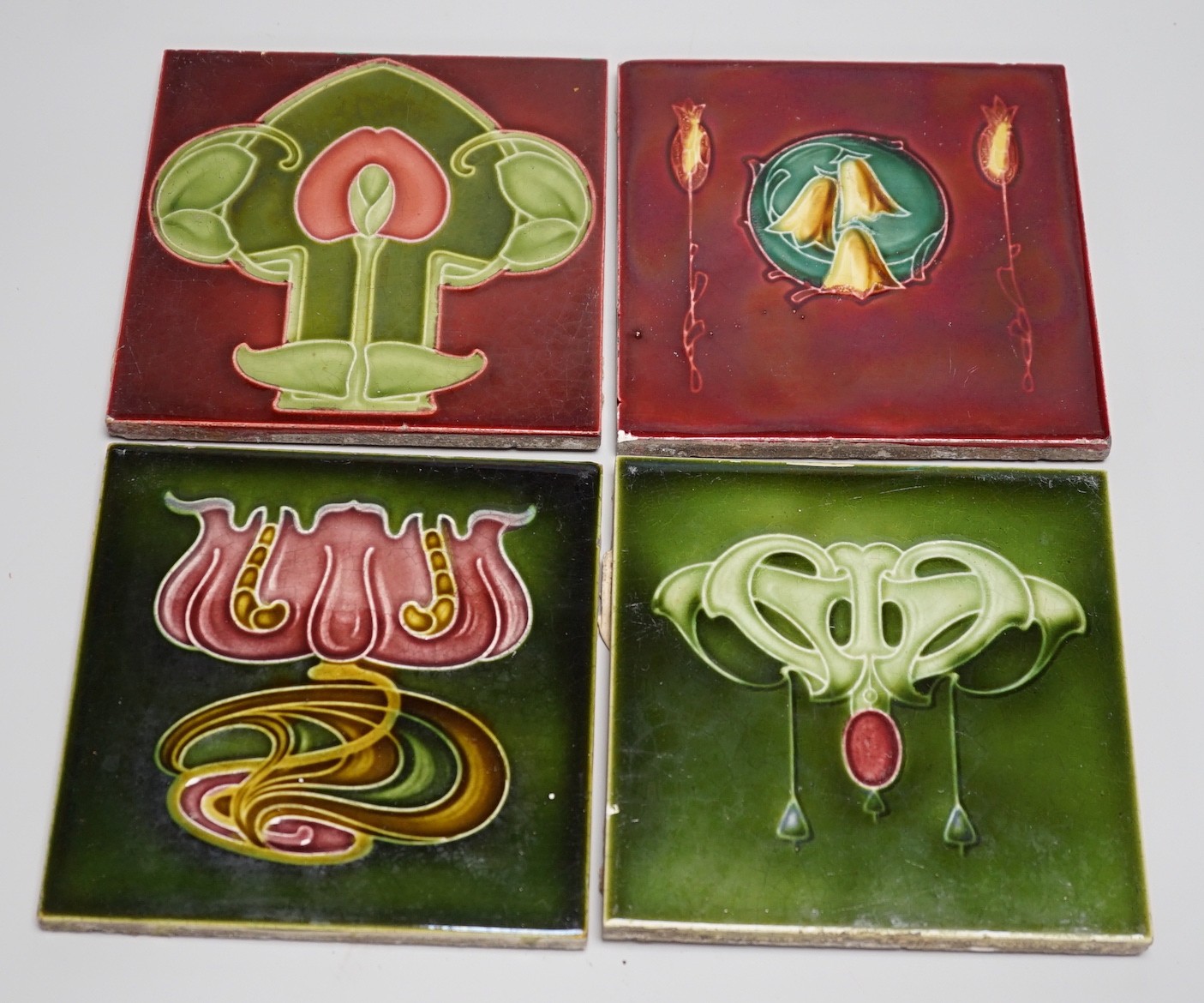 A set of 15 Art Nouveau tiles